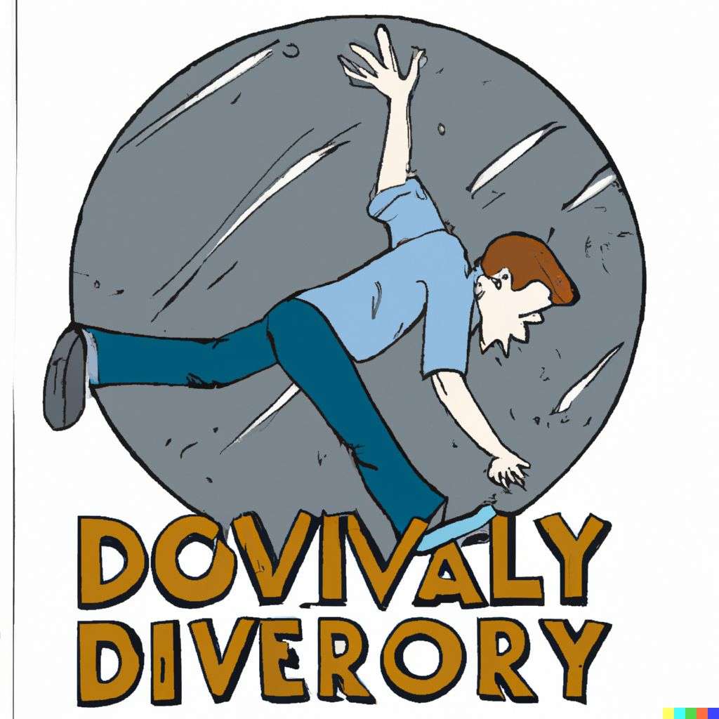 the discovery of gravity, comic book illustration, toon style